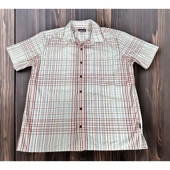 Patagonia Other - Patagonia Button Up Shirt Puckerware Seersucker Plaid Check Short Sleeve Large